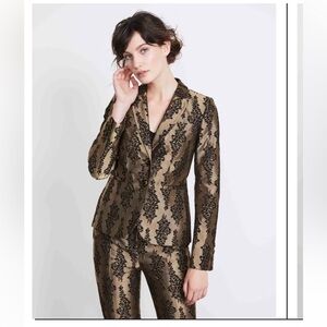 Boden Black and Gold Floral Blazer